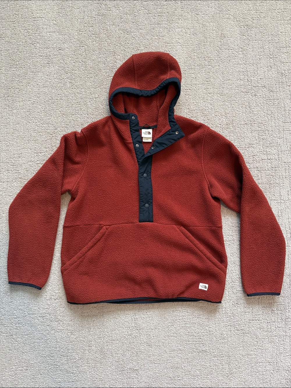 The North Face Rust Red Carbondale Sherpa Pullover Hoodie